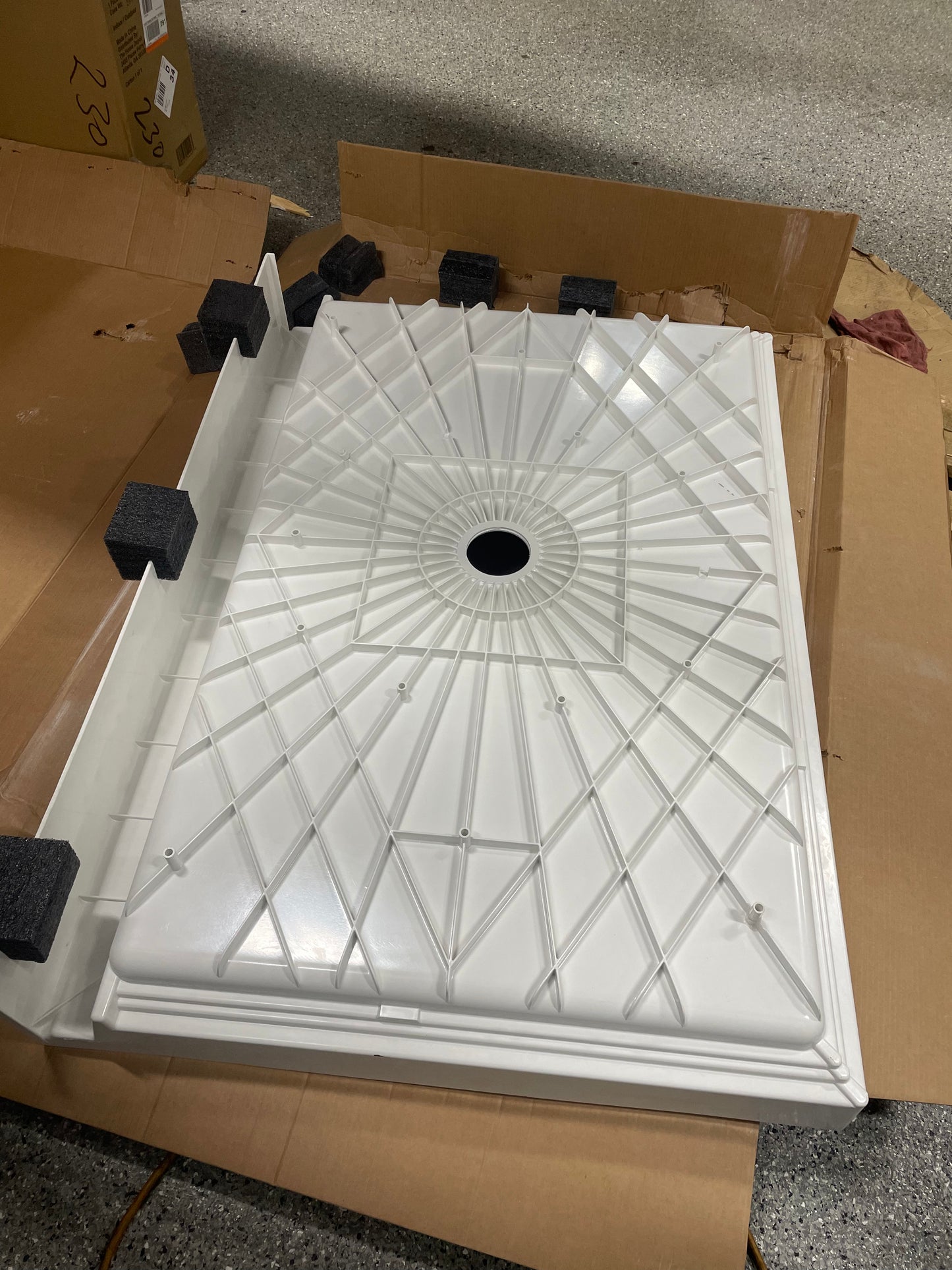 Aquatic Composite 48 in. x 34 in. Single Threshold Center Drain Shower Pan in White