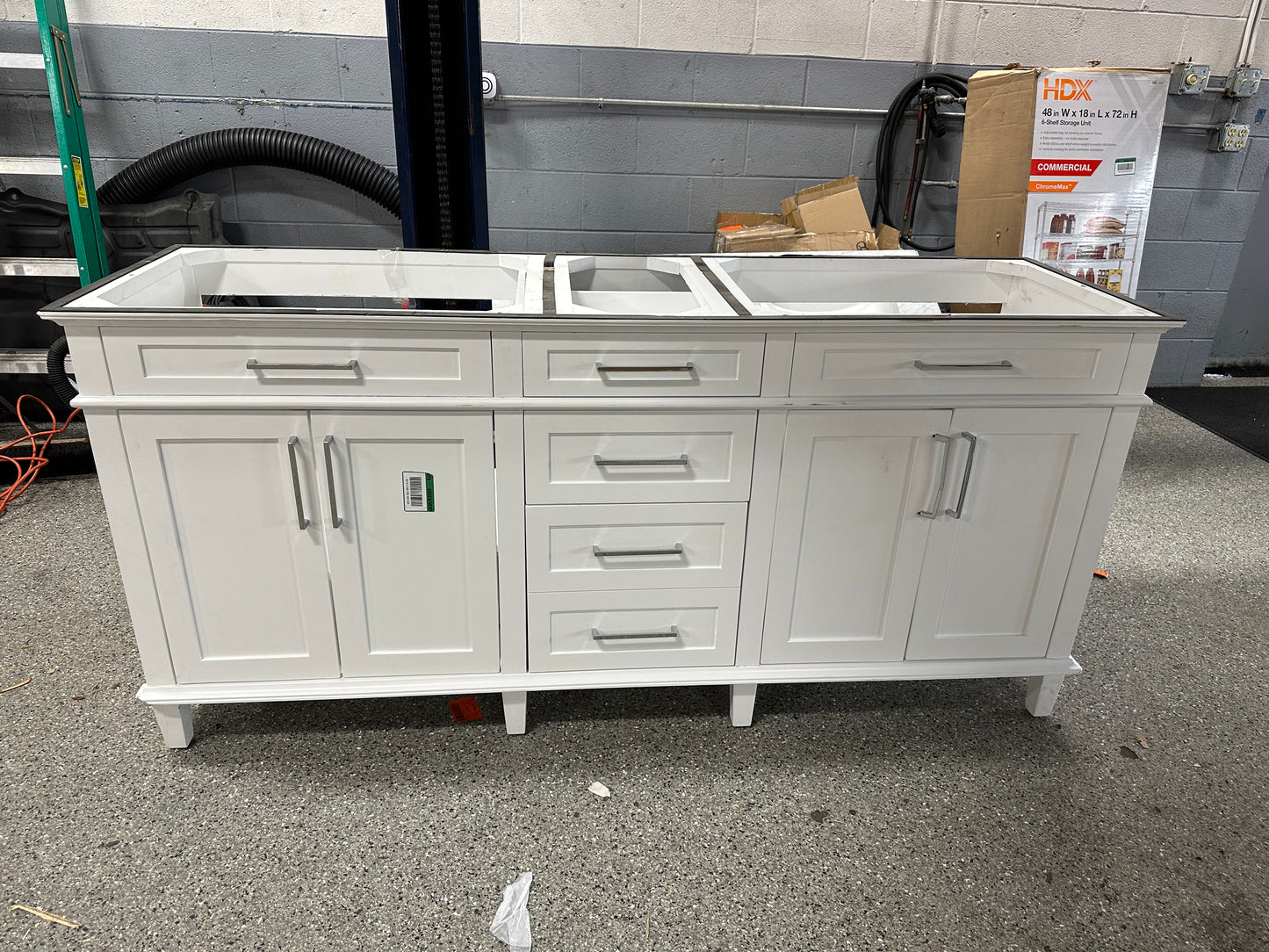 Home Decorators Collection Sonoma 72 in. W x 22 in. D x 34 in H Bath Vanity in White with White Carrara Marble Top