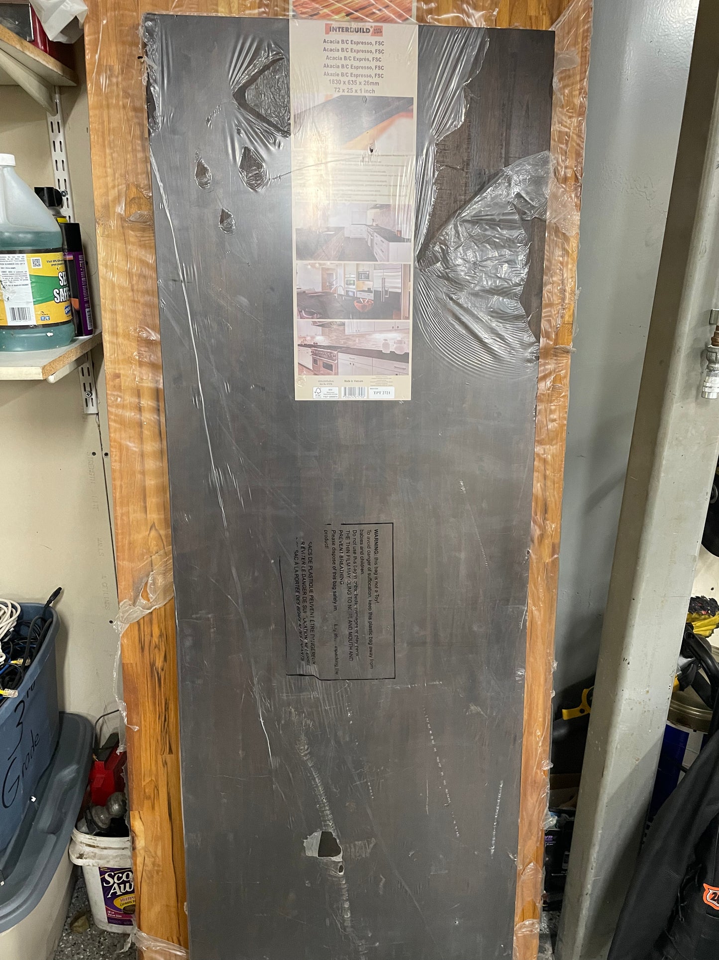 Interbuild 6 ft. L x 25 in. D, Acacia Butcher Block Standard Countertop in Espresso with Square Edge