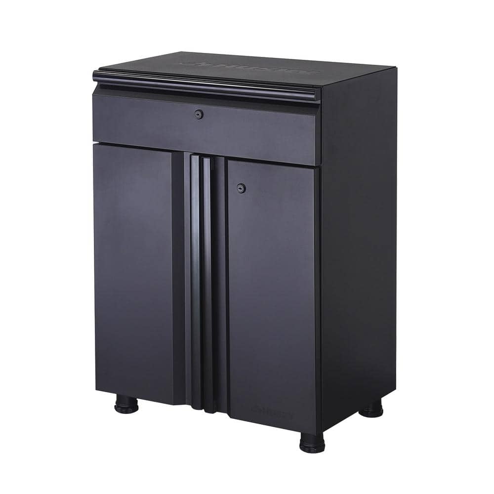 Husky Regular Duty Welded 24-Gauge Steel 1-Drawer 2-Door Garage Base Cabinet in Black (24 in. W x 33 in. H x 16 in. D)