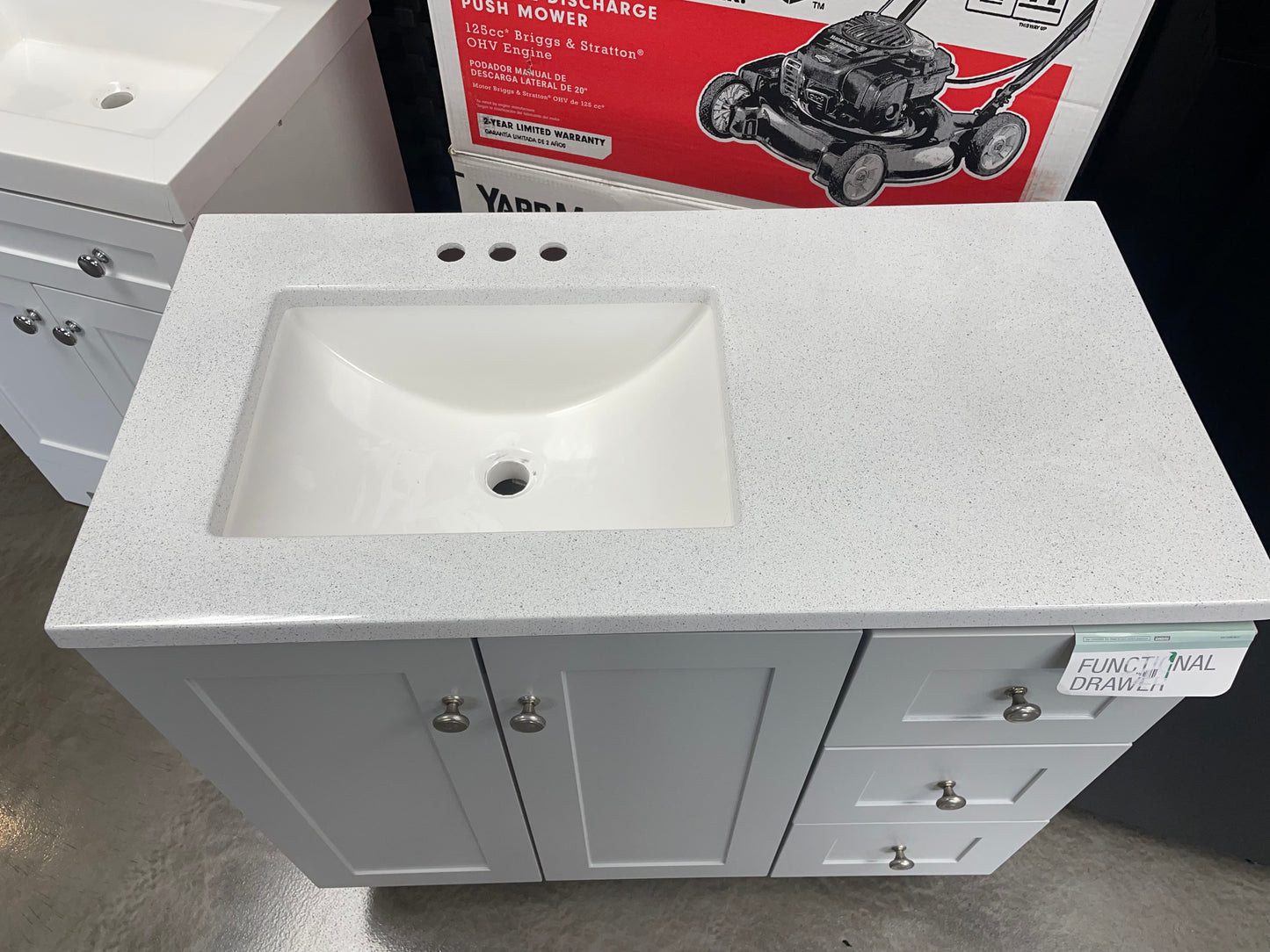 Glacier Bay Bannister 36.5 in. W x 18.75 in. D Bath Vanity in Pearl Gray with Cultured Marble Top in Colorpoint White with Sink