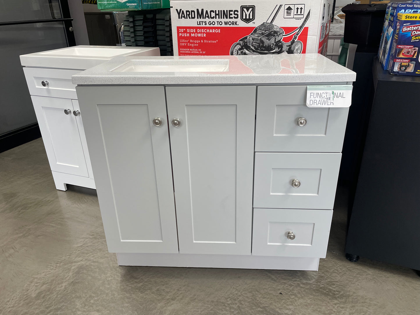 Glacier Bay Bannister 36.5 in. W x 18.75 in. D Bath Vanity in Pearl Gray with Cultured Marble Top in Colorpoint White with Sink