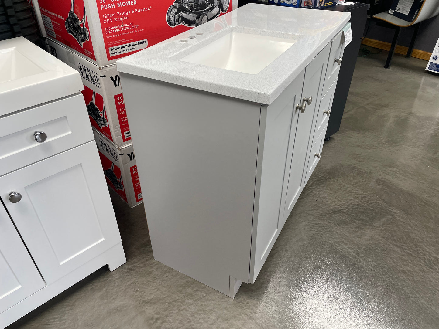 Glacier Bay Bannister 36.5 in. W x 18.75 in. D Bath Vanity in Pearl Gray with Cultured Marble Top in Colorpoint White with Sink