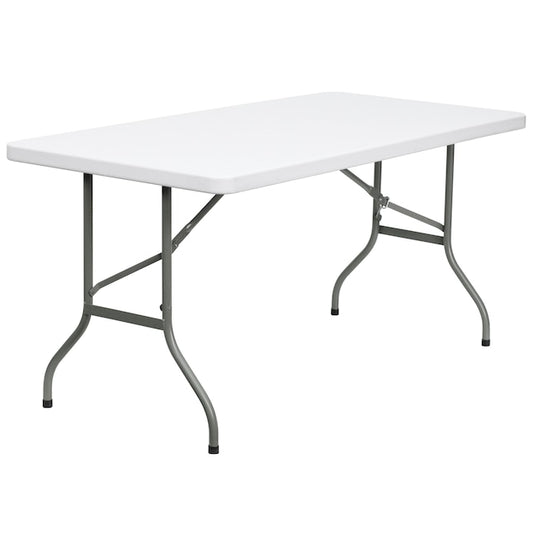 Flash Furniture 2.5-ft x 5-ft Indoor Rectangle Plastic White Folding Banquet Table (6-Person)