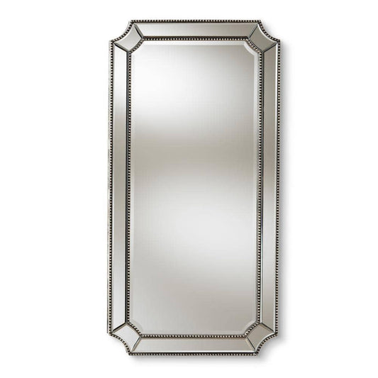 Baxton Studio Medium Rectangle Antique Silver Art Deco Mirror (40 in. H x 20 in. W)