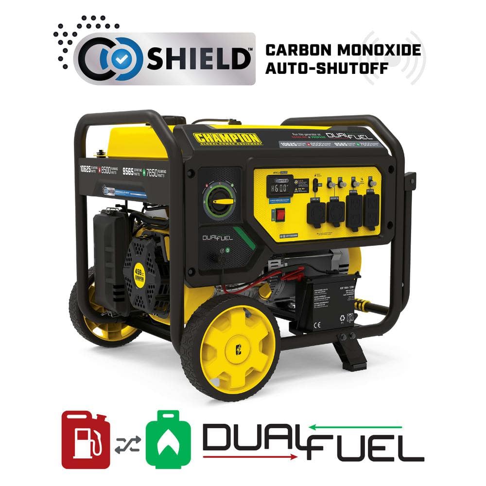 Champion Power Equipment 10,625/8500-Watt Electric Start Gas and Propane Dual Fuel Portable Generator with CO Shield