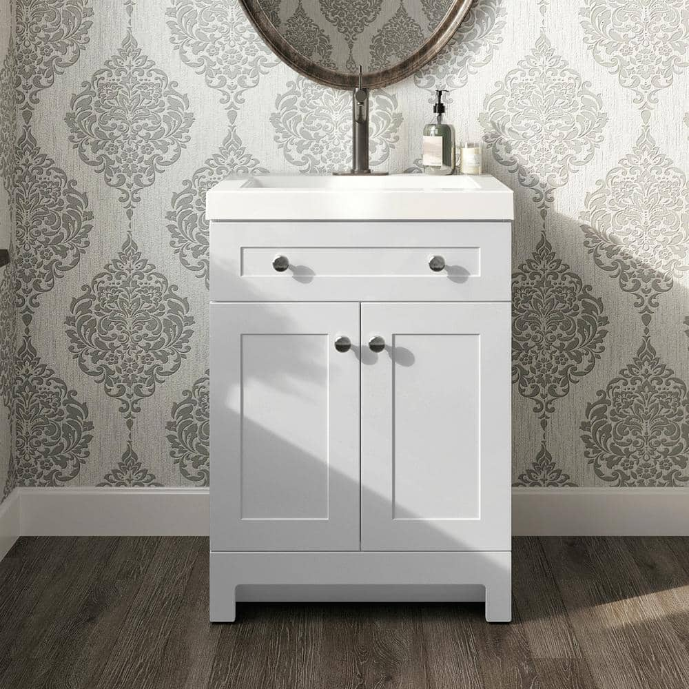 Glacier Bay Everdean 24.50 in. W x 18.75 in. D Bath Vanity in White with Cultured Marble Vanity Top in White with White Basin