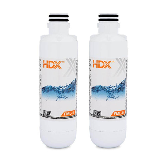 HDX FML-5 Premium Refrigerator Water Filter Replacement Fits LG LT1000P (2-Pack)