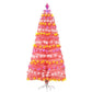 HOMCOM 7 ft. Pink Pre-Lit LED Douglas Fir Artificial Christmas Tree with 280 Pre-Programmed LED Lights and Fiber Optic Strands