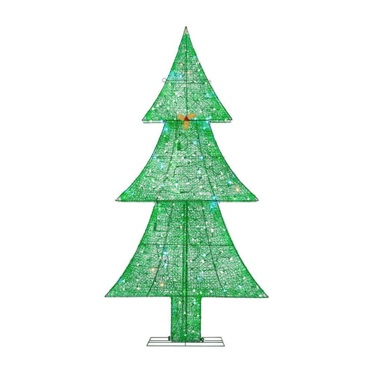 Home Accents Holiday 7 ft LED 2D Green Christmas Tree Holiday Yard Decoration