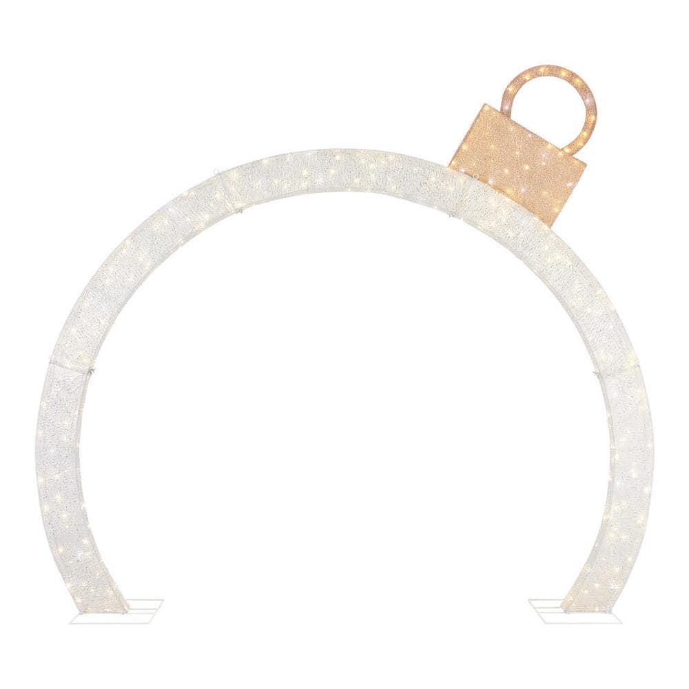 Home Accents Holiday 9ft Warm White-Cool White Glimmer Ornament Arch Holiday Yard Decoration