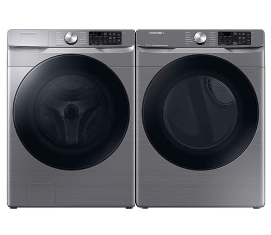 Samsung 4.5 cu. ft. Large Capacity Smart Front Load Washer with Super Speed Wash and 7.5 cu. ft. Smart GAS Dryer with Steam Sanitize+