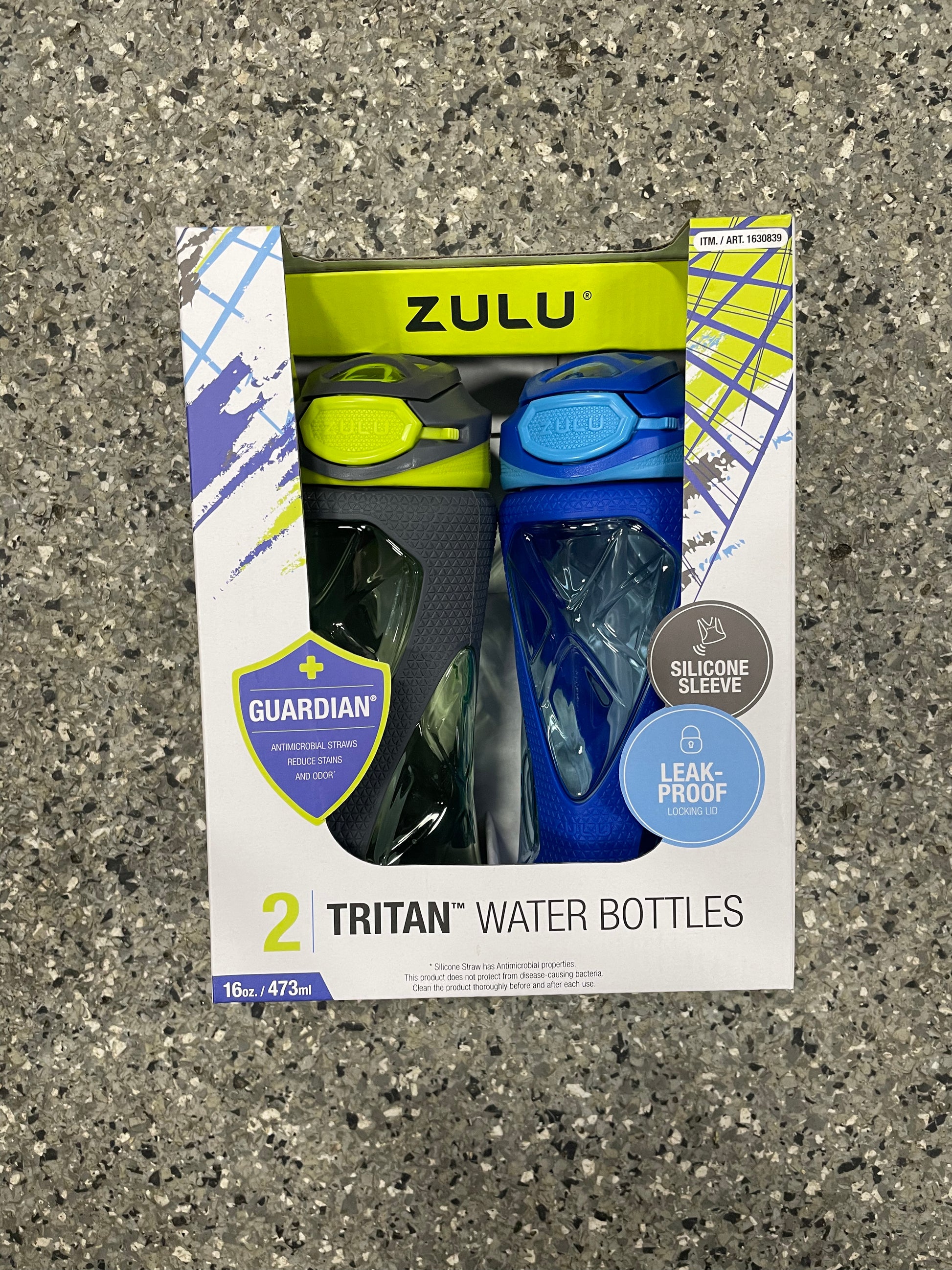 Zulu Torque 16oz Tritan Water Bottle, 2-Pack