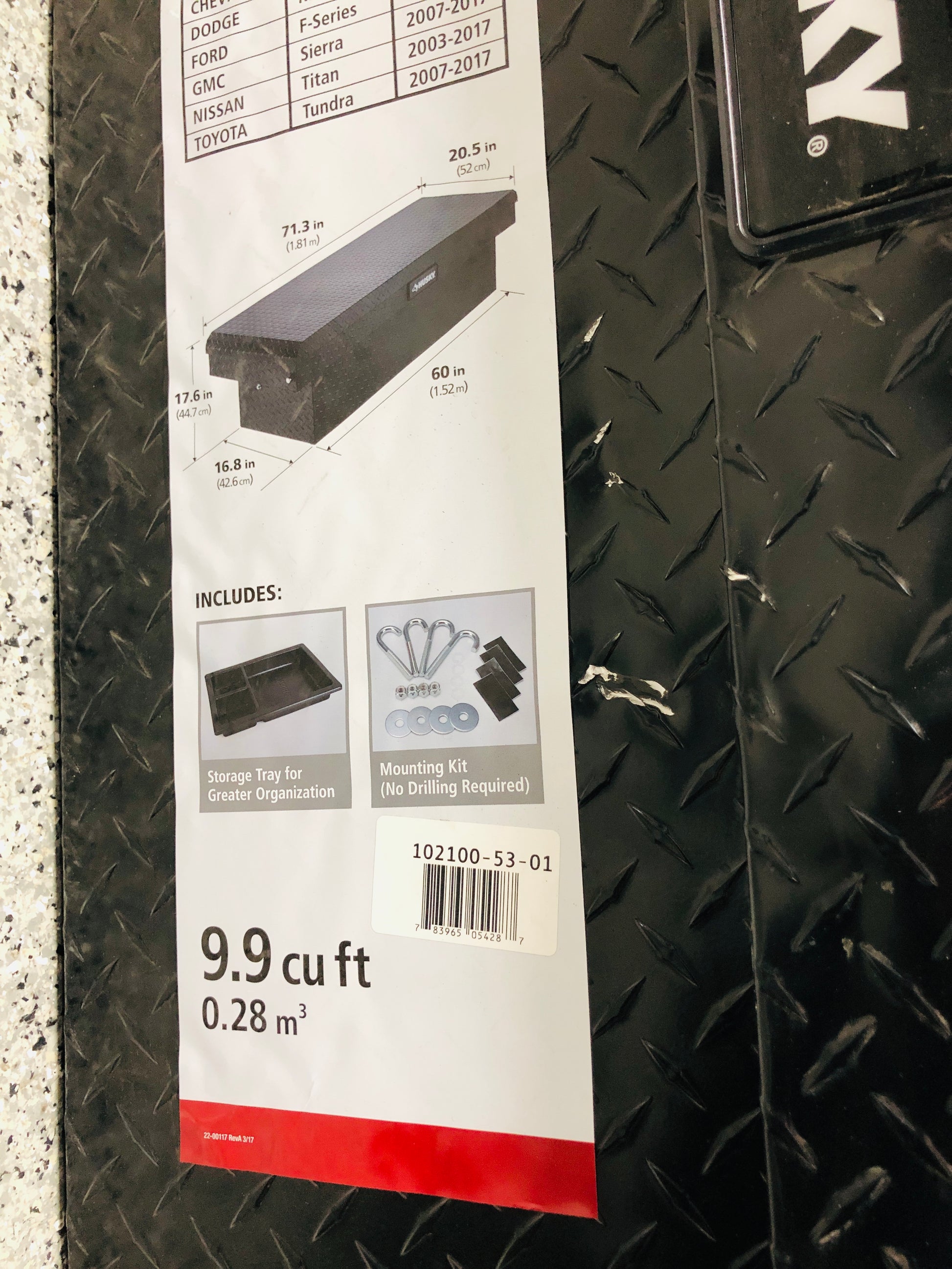 Husky 71.36 in. Matte Black Aluminum Full Size Crossbed Truck Tool Box