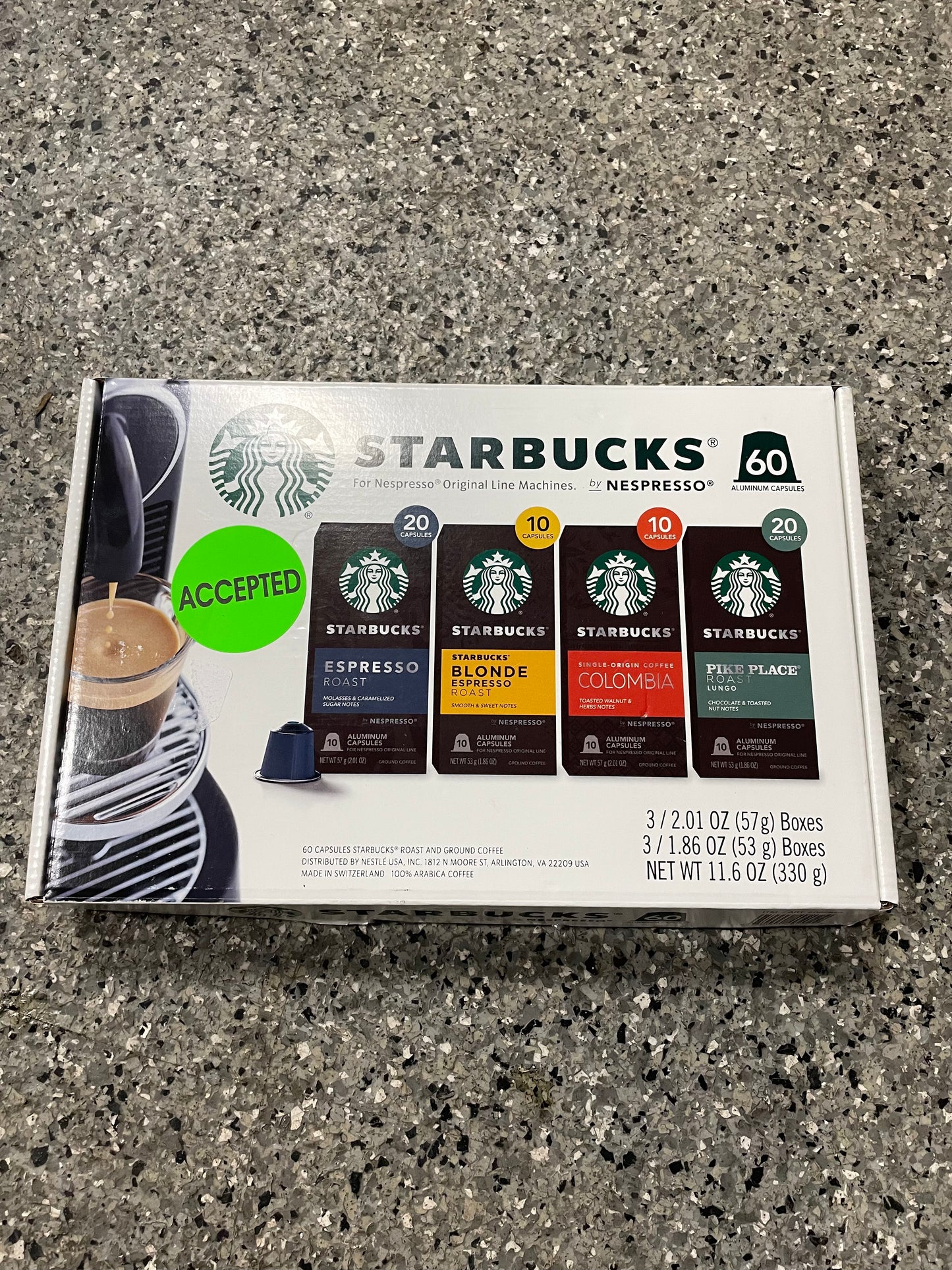 Starbucks by Nespresso Original Line Variety Pack Capsules, 60 Count