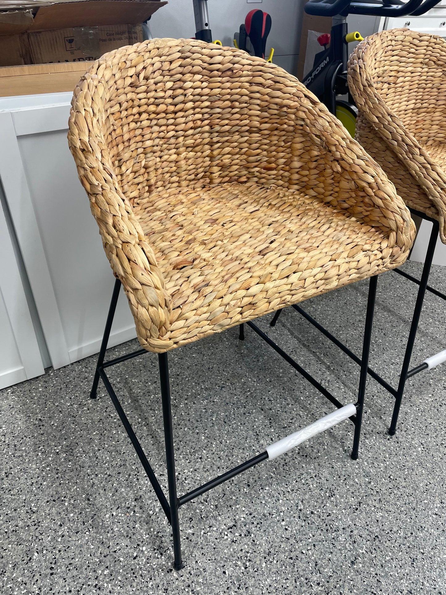 Stylewell black metal counter best sale stool with natural seat