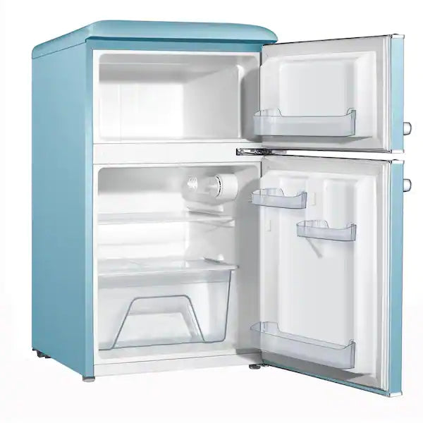 Galanz 3.1 cu. ft. Retro Mini Fridge with Dual Door True Freezer in Blue