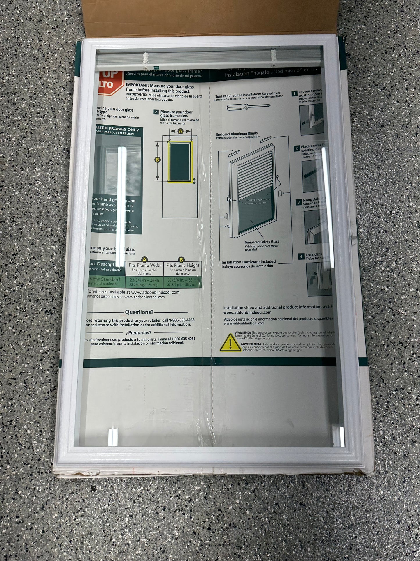 ODL 22 in. x 36 in. Add-On Enclosed Aluminum Blinds in White for Steel and Fiberglass Doors with Raised Frame Around Glass