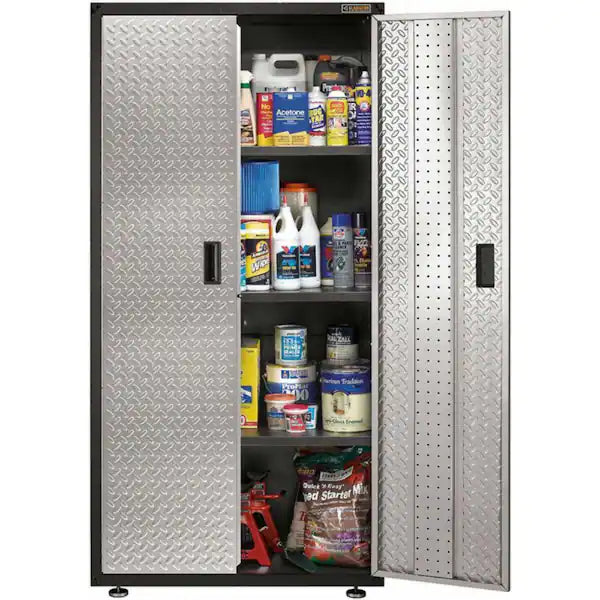 Gladiator Ready-to-Assemble Steel Freestanding Garage Cabinet in Silver Tread (36 in. W x 72 in. H x 18 in. D)