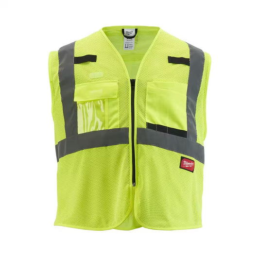 Milwaukee Large/X-Large Yellow Class 2 Mesh High Visibility Safety Vest with 9-Pockets