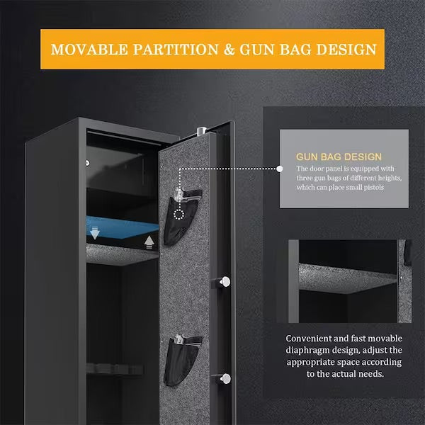 Black Storage Cabinet Long Gun Safe Large Rifle Safe Quick Access Biometric Fingerprint 5 Gun Cabinet with Silent Mode