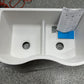 Elkay Quartz Classic White Quartz 33 in. Equal Double Bowl Undermount Kitchen Sink with Aqua Divide