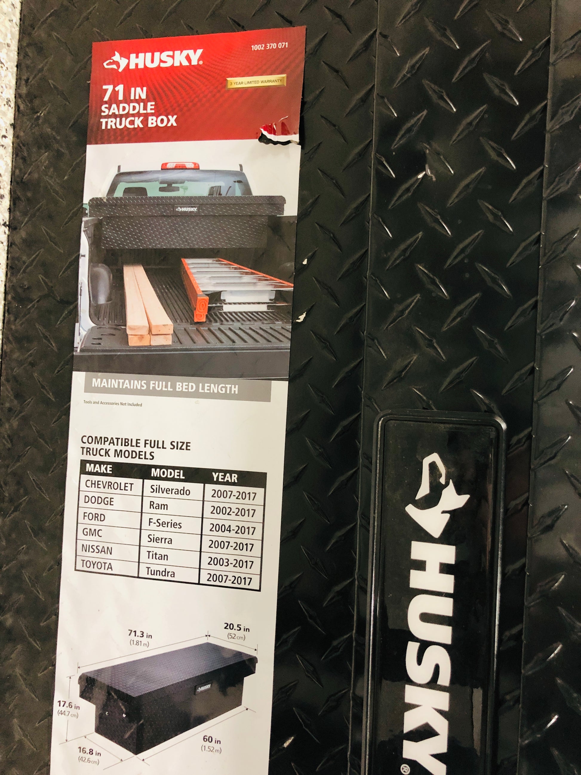 Husky 71.36 in. Matte Black Aluminum Full Size Crossbed Truck Tool Box