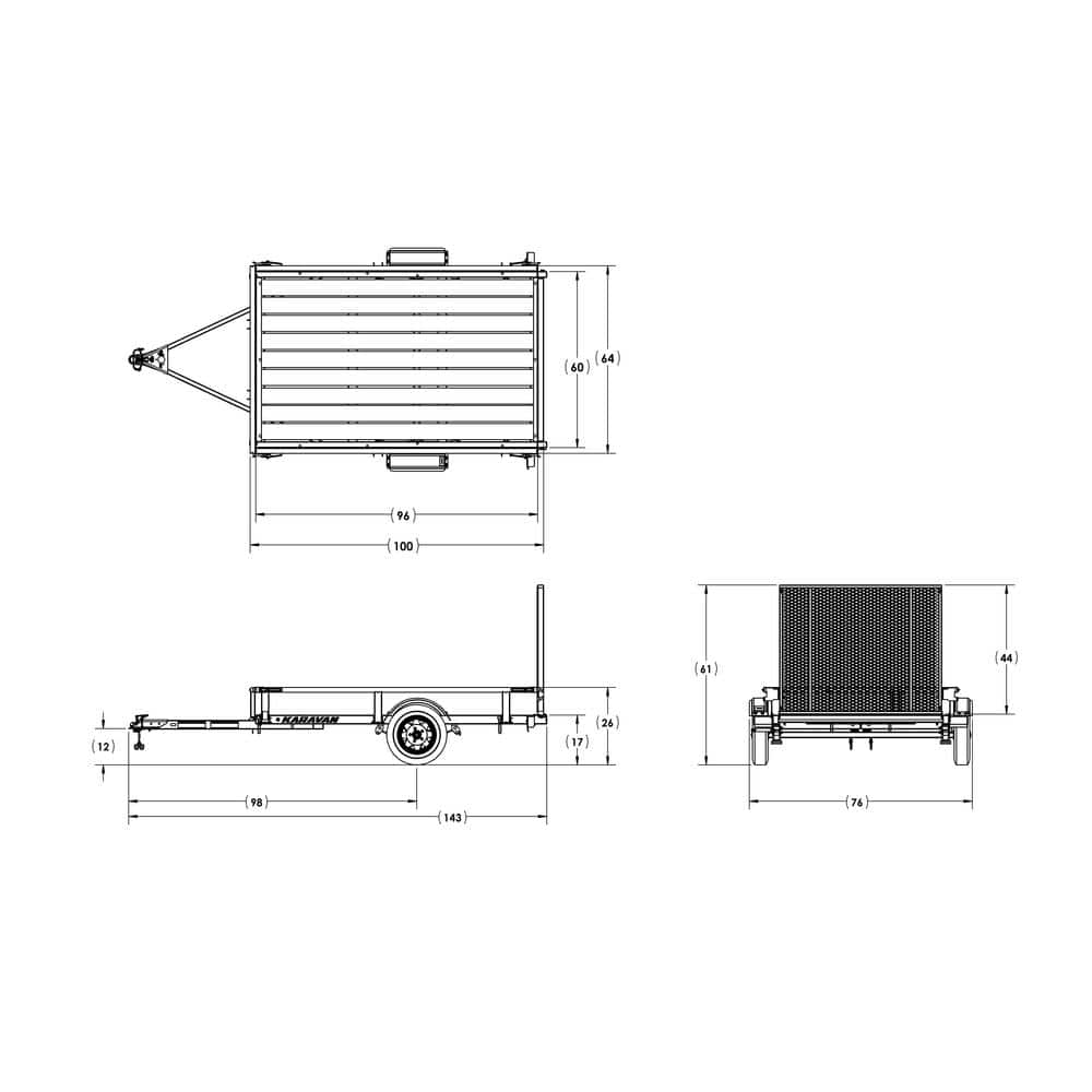 Karavan 5 ft. x 8 ft. Wood Floor Utility Trailer Kit w/ Patented Pivot Down Rail System