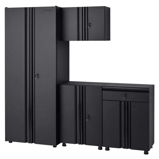 Husky 4-Piece Regular Duty Welded Steel Garage Storage System in Black (78 in. W x 75 in. H x 19 in. D)