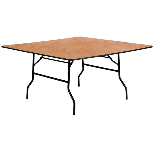 60 in. Natural Wood Tabletop Metal Frame Folding Table