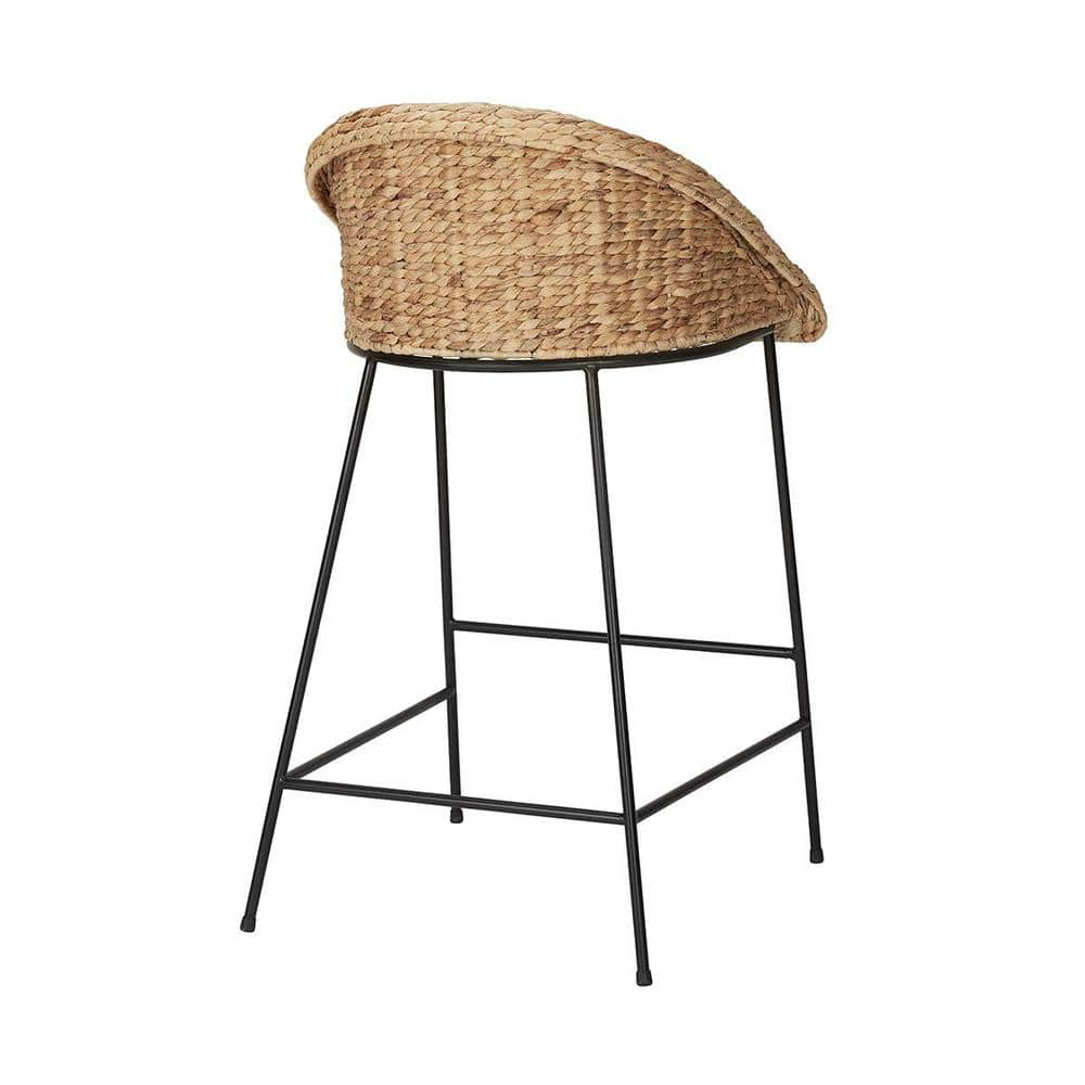 StyleWell Natural Woven Hyacinth Counter Stool with Low Back (Set of 2)