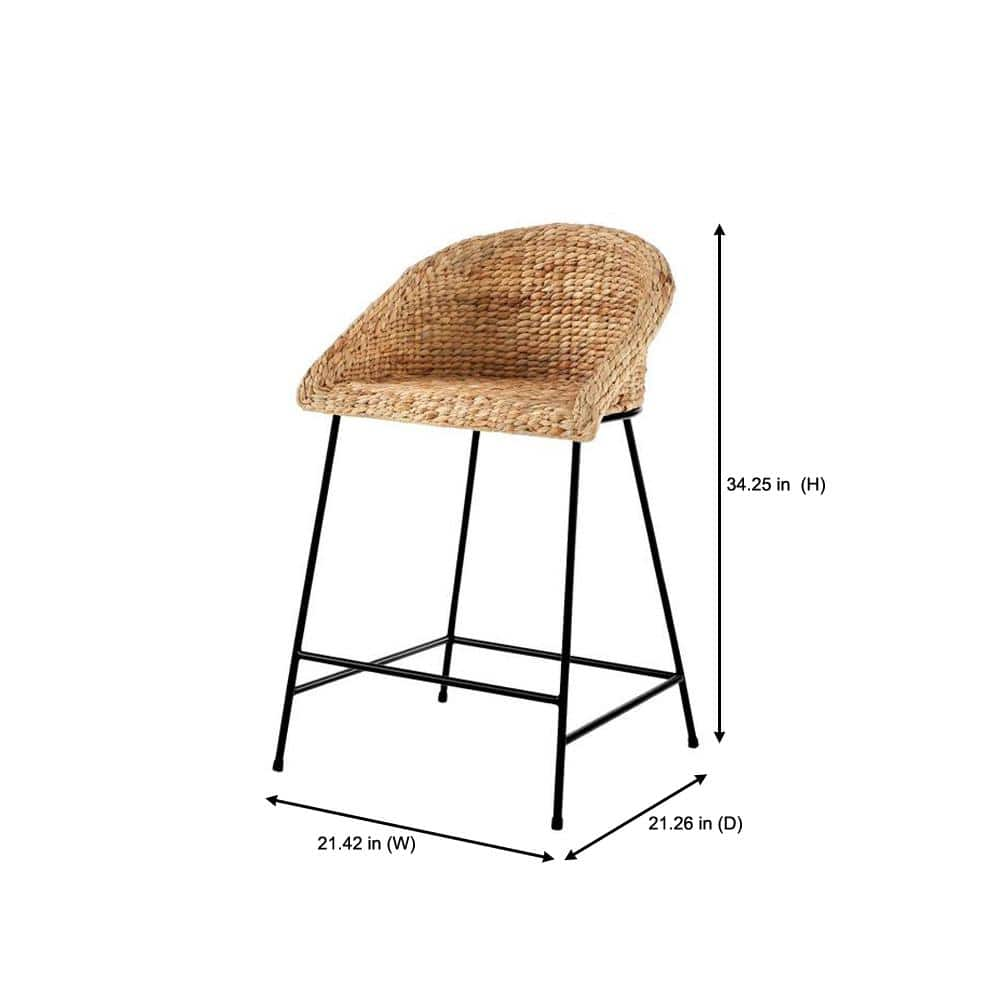 StyleWell Natural Woven Hyacinth Counter Stool with Low Back (Set of 2)