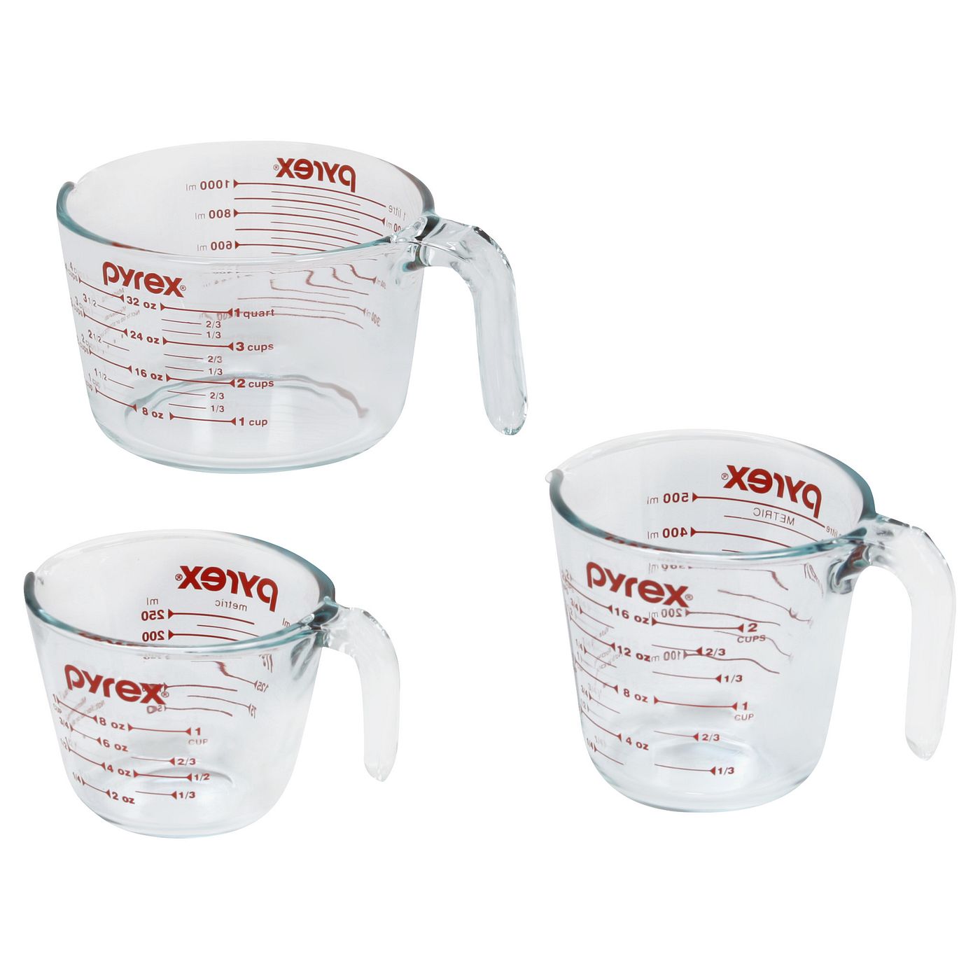 Pyrex Glass Measuring Cup Set, 3-piece