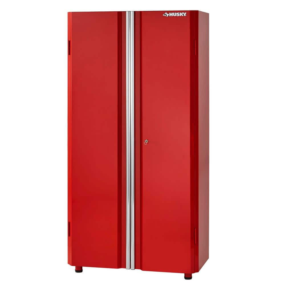 Husky Ready-to-Assemble 24-Gauge Steel Freestanding Garage Cabinet in Red (36 in. W x 72 in. H x 18 in. D)