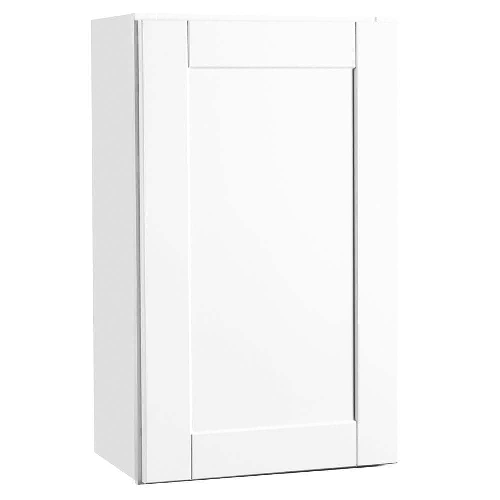 Hampton Bay Shaker Satin White Stock Assembled Wall Kitchen Cabinet (18 in. x 30 in. x 12 in.)