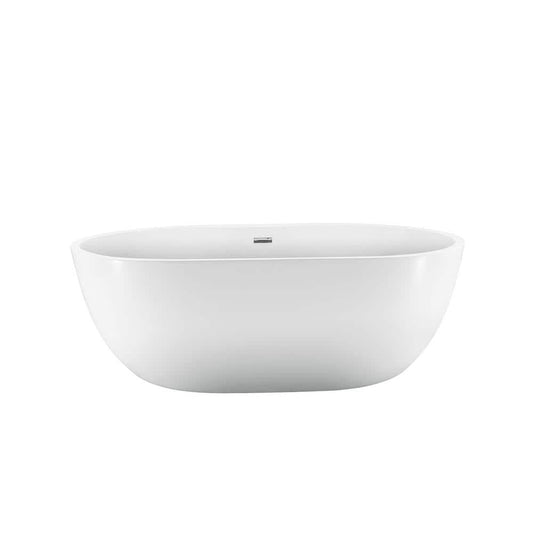 Barclay Products Piper 71 in. Acrylic Flatbottom Non-Whirlpool Bathtub in White with 7 in. Deck Holes and Integral Drain